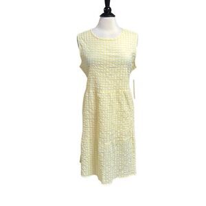 Chloe+Rene Women’s Yellow Seersucker Plaid Sleeveless Dress Size Large NEW